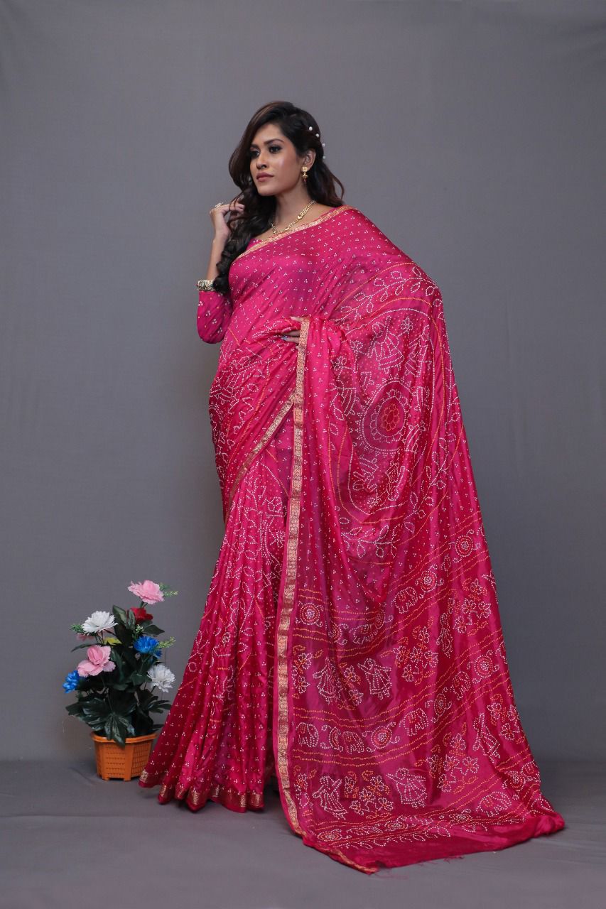 Sudarshan Block Bandhej Most Demanded Wholesale Printed Saree Catalog
